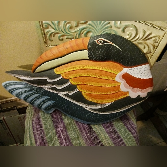🦅 Tropical Toucan Bird Wall Art Decor🐦 🕊Hand Painted,Vintage Wooden Bird. 🐓 - Picture 2 of 8